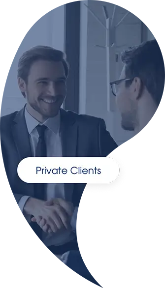 Financial advisor greeting a client to discuss private client services.